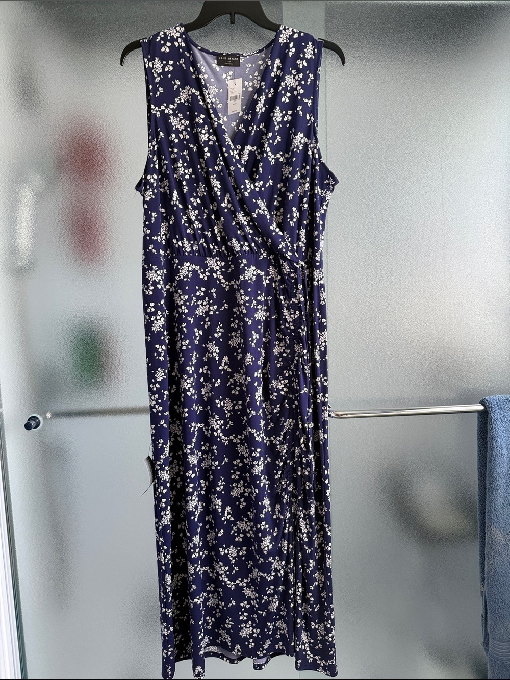 Lane Bryant Sleeveless Navy Floral Wrap Maxi Dress